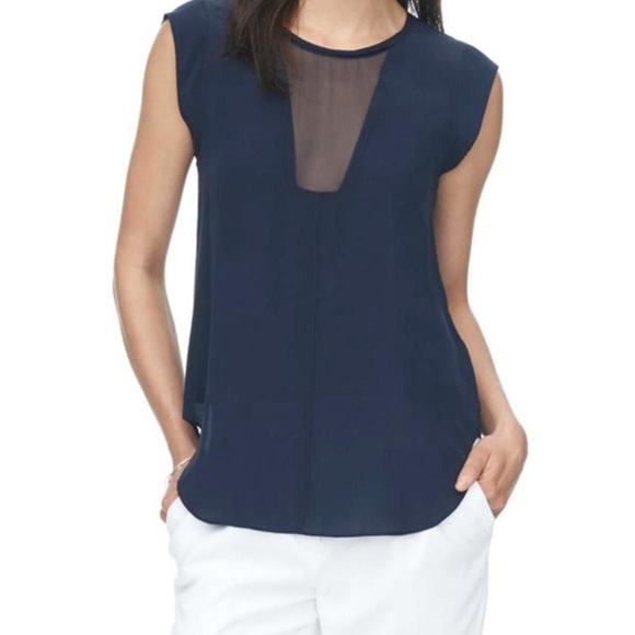 Rebecca Taylor navy silk sleeveless top - Picture 1 of 6